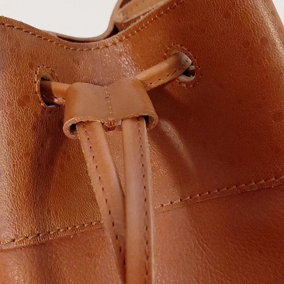 Genuine Leather Bucket Bag Purse - Picture 3 of 7